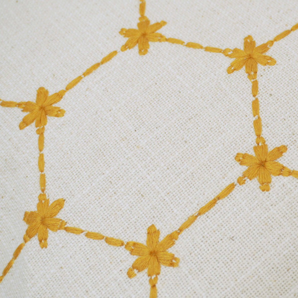 Golden Geometric Embroidered Cushion Cover – 45 x 45 cm