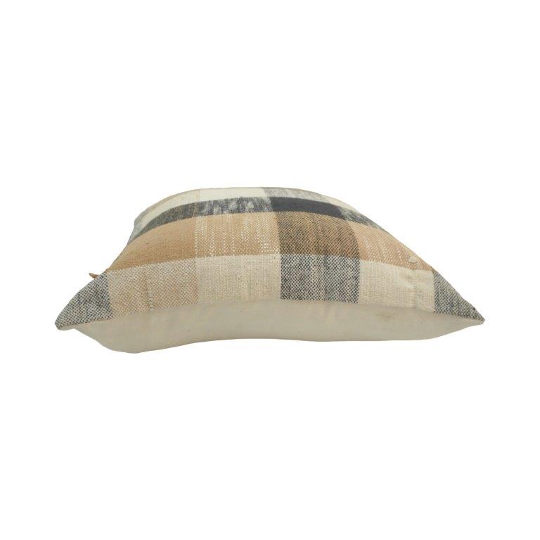 Handwoven Plaid Cotton Cushion Cover 45x45 cm | Neutral Checkered Throw Pillow Cover | Rustic Modern Home Décor - Bulk manufacturer & supplier from Panipat, India