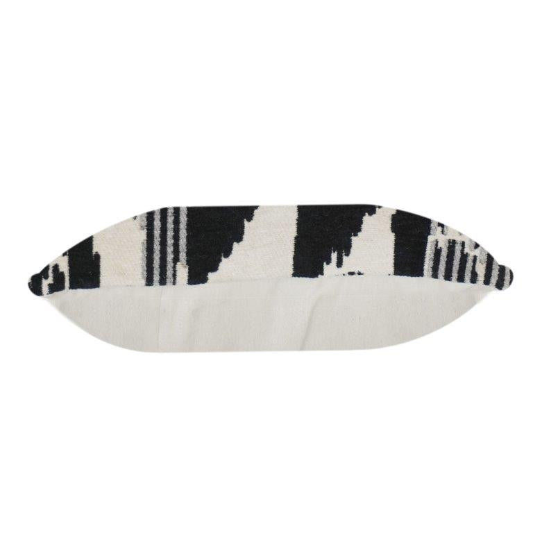 Black & White Ikat Pattern Cotton Cushion Cover | Modern Abstract Woven Pillow Cover | 18x18 Inch