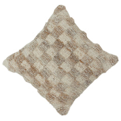 Textured Wool Cotton Cushion Cover | Abstract Floral Design | Neutral Boho Throw Pillow Cover 18x18 Inch