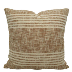 Handwoven Cotton Cushion Cover 45x45 cm | Textured Striped Woven Throw Pillow Cover | Natural Beige Decorative Cushion Cover with Concealed Zip | Boho & Modern Home Décor