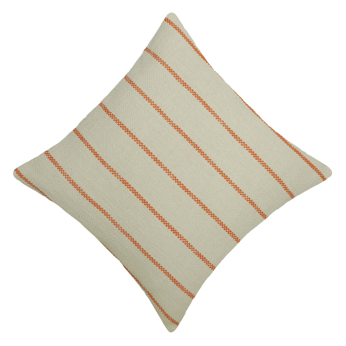 Handwoven Cotton Cushion Cover – Cream & Orange Striped 45 x 45 cm