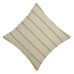 Handwoven Cotton Cushion Cover – Cream & Orange Striped 45 x 45 cm