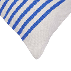 Handwoven Blue & White Striped Cotton Cushion Cover 45x45 cm | Coastal Farmhouse Decorative Pillow Cover