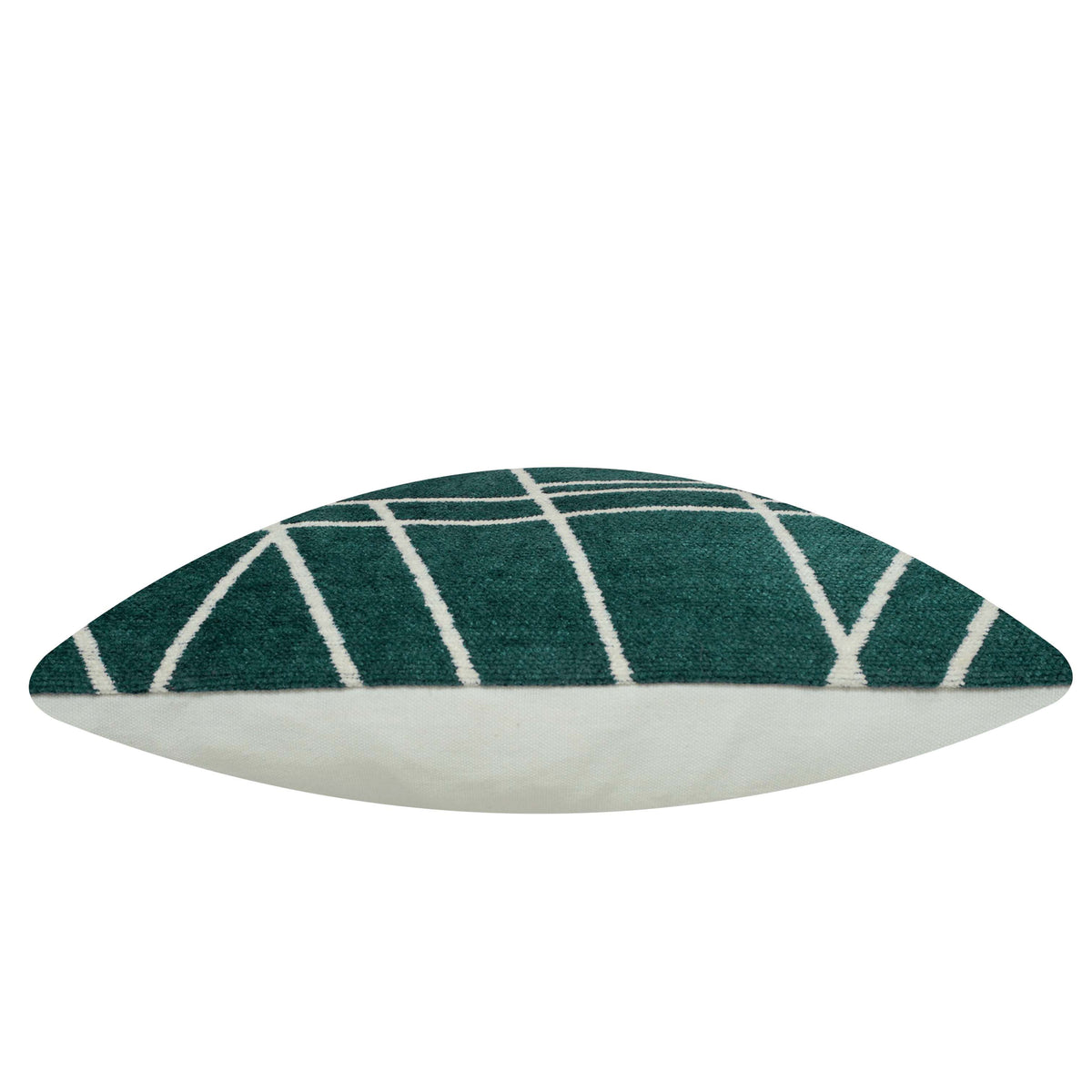 Teal green and ivory geometric jacquard cushion cover 45x45 cm
