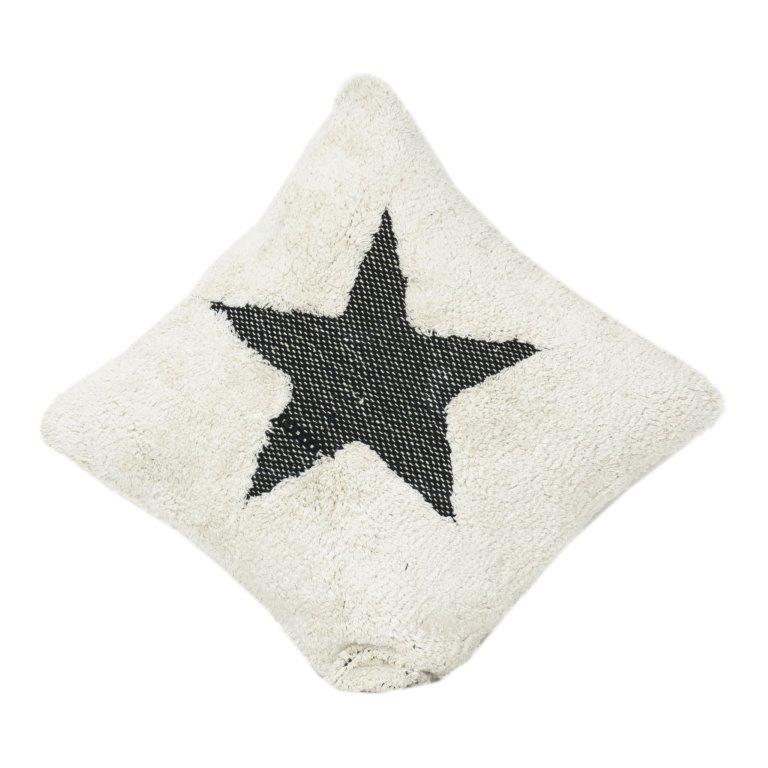 Tufted Cotton Cushion Cover with Bold Star Design | 45x45 cm | Textured Handmade Pillow Cover - Bulk manufacturer & supplier from Panipat, India