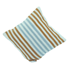 Woven Striped Cotton Cushion Cover – Blue & Mustard Textured Sofa Pillow Cover | Modern Minimalist Home Décor | 18x18 Inch
