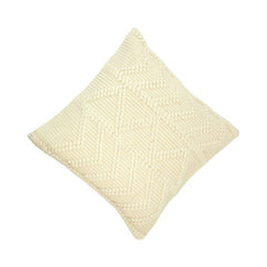 Handmade Geometric Tufted Cotton Cushion Cover – Ivory Cream | 45x45 cm | Boho Textured Throw Pillow Cover
