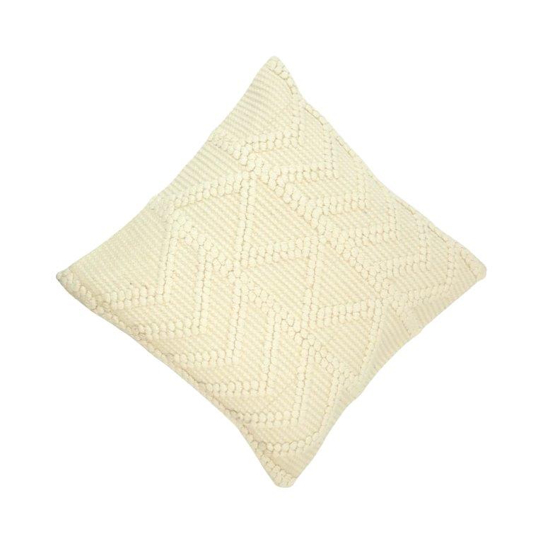Handmade Geometric Tufted Cotton Cushion Cover – Ivory Cream | 45x45 cm | Boho Textured Throw Pillow Cover