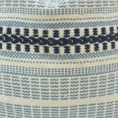 Handmade Cotton Woven Stripe Cushion Cover 45x45 cm | Blue & Ivory Textured Decorative Pillow Cover