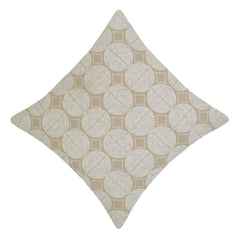 Machine Embroidered Cushion Cover 45x45 cm – Beige & White Geometric Circle Pattern