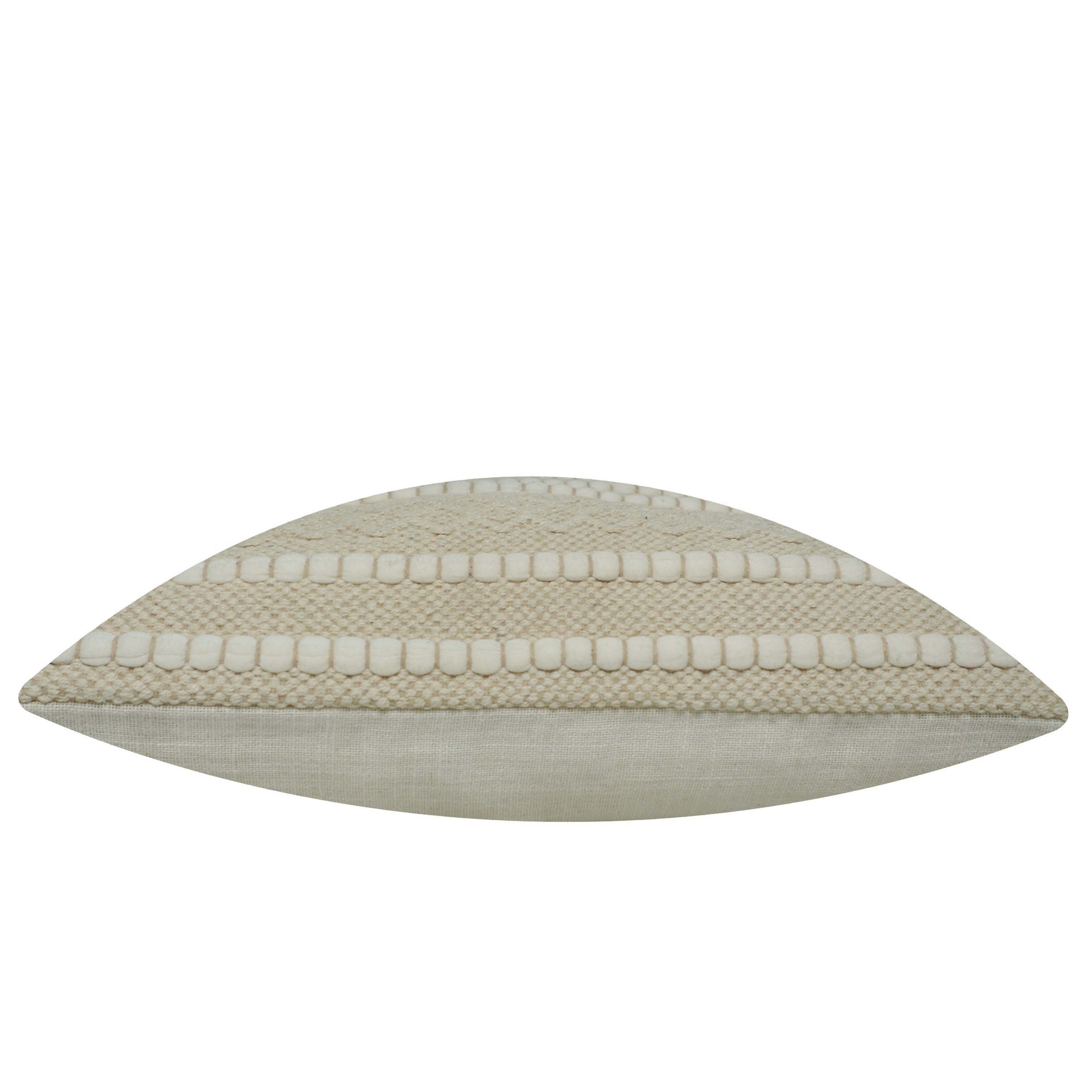 Handwoven Cotton Cushion Cover 45x45 cm – Ivory Textured Striped Design | Boho Decorative Throw Pillow Cover