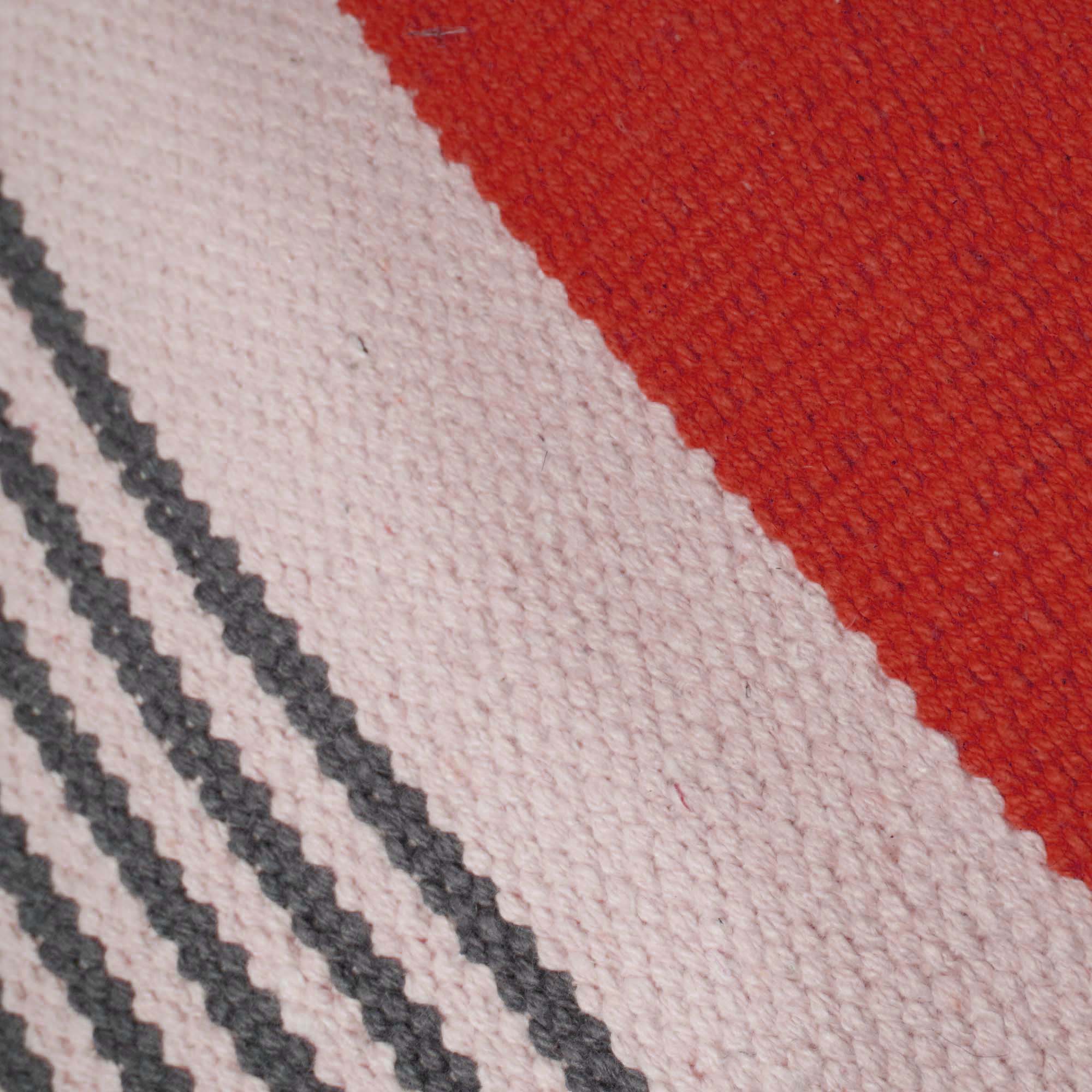 Handwoven Cotton Cushion Cover 45x45 cm | Modern Striped Woven Throw Pillow Cover | Soft Decorative Cushion Cover with Concealed Zipper | Rust, Ivory & Grey