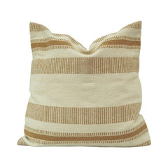 Handmade Cotton Striped Cushion Cover 45x45 cm | Beige Woven Decorative Pillow Cover | Modern Boho Home Décor