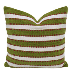 Handwoven Olive Green & Ivory Striped Cushion Cover – 45 x 45 cm