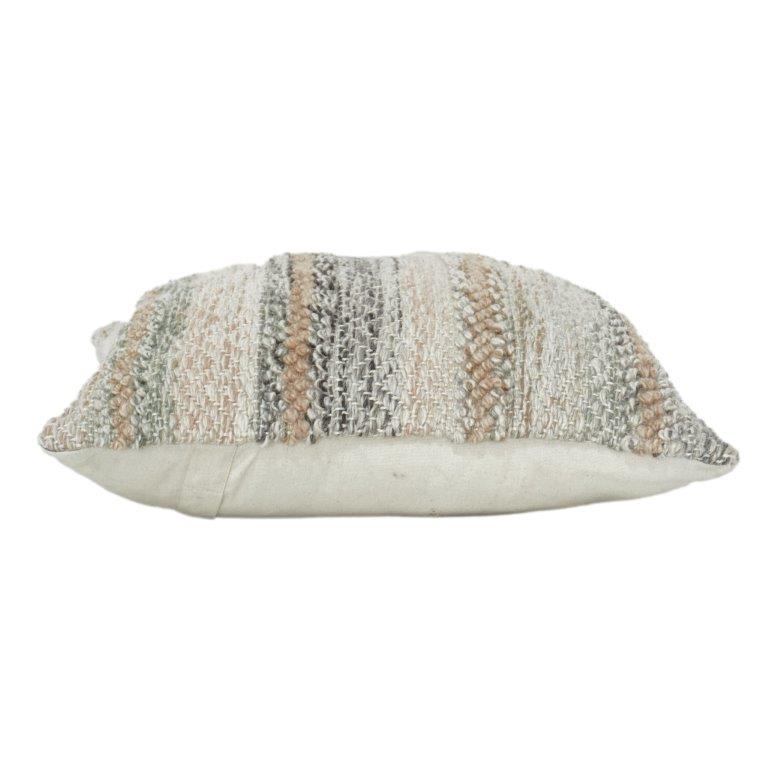 Textured Woven Polyester Cushion Cover 45x45 cm | Neutral Striped Boho Decorative Pillow Cover | Modern Sofa & Bed Accent