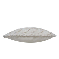 Handwoven Cotton Tufted Cushion Cover 45x45 cm | Boho Textured Geometric Throw Pillow Cover | Ivory Decorative Sofa Cushion Cover | Hidden Zipper