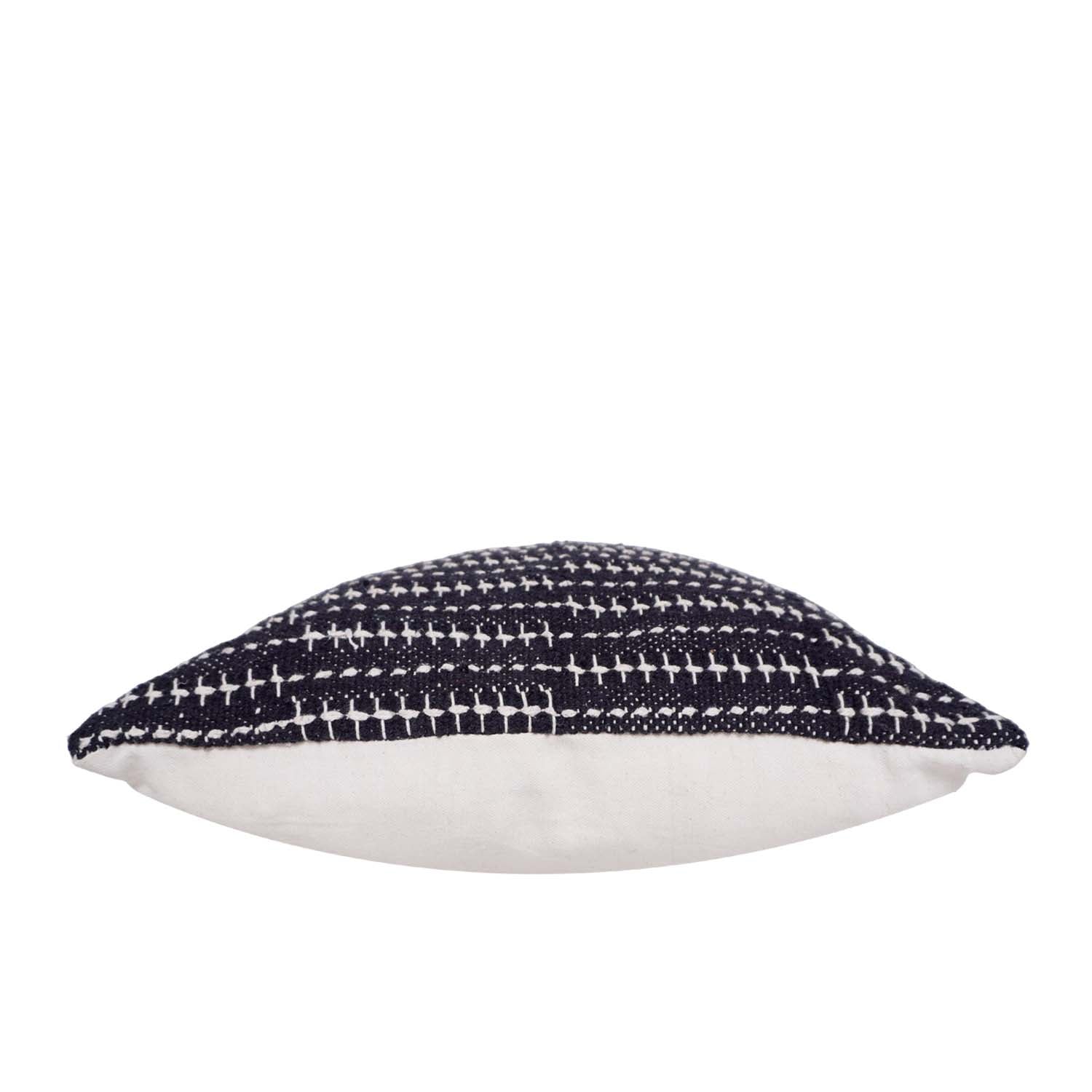 Handwoven Black & White Cotton Cushion Cover 45x45 cm | Artisan Handmade Textured Throw Pillow Cover | Modern Boho Home Décor
