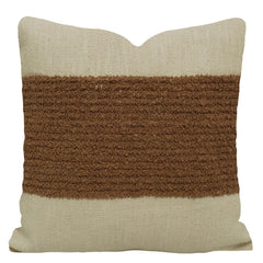 Handwoven Cotton Bouclé Stripe Cushion Cover 45x45 cm | Textured Brown & Natural Decorative Throw Pillow Cover | Hidden Zipper | Modern Boho Home Décor
