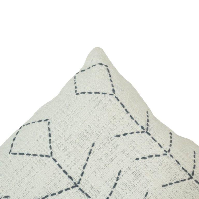 Hand Embroidered Geometric Cotton Cushion Cover | 45x45 cm | Modern Boho Decorative Pillow Cover - Bulk manufacturer & supplier from Panipat, India