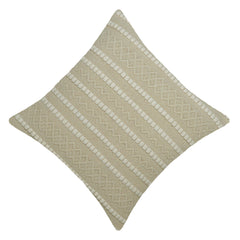 Handwoven Cotton Cushion Cover 45x45 cm – Ivory Textured Striped Design | Boho Decorative Throw Pillow Cover