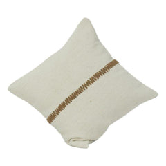 Minimalist Handcrafted Cotton Cushion Cover with Contrast Center Stitch | Modern Neutral Throw Pillow | 18x18 Inch