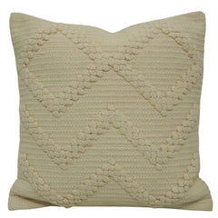 Handwoven Cotton Cushion Cover 45x45 cm | Ivory Textured Geometric Tufted Design | Decorative Throw Pillow Cover | Hidden Zipper | Modern Boho Home Décor