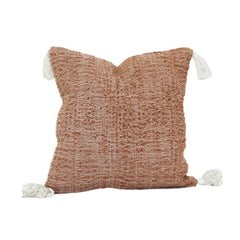 Textured Cotton Cushion Cover with Tassels – Woven Design | 45x45 cm | Decorative Throw Pillow Cover