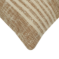 Handwoven Cotton Cushion Cover 45x45 cm | Textured Striped Woven Throw Pillow Cover | Natural Beige Decorative Cushion Cover with Concealed Zip | Boho & Modern Home Décor