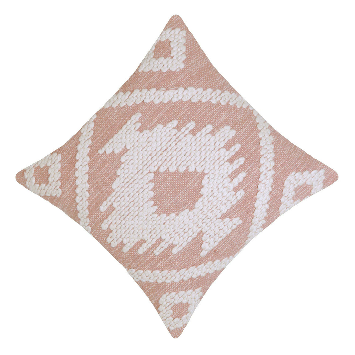 Handwoven Peach & Cream Textured Cushion Cover – 45 x 45 cm