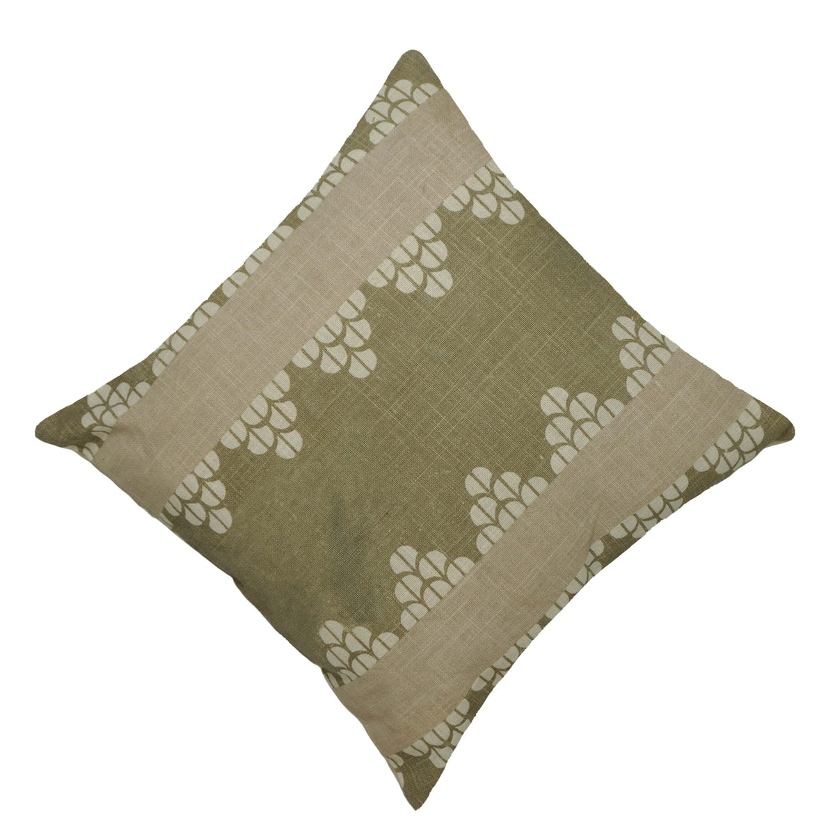 Printed Cotton Cushion Cover 45x45 cm | Geometric Floral Pattern | Decorative Throw Pillow Cover with Concealed Zipper | Modern Home Décor