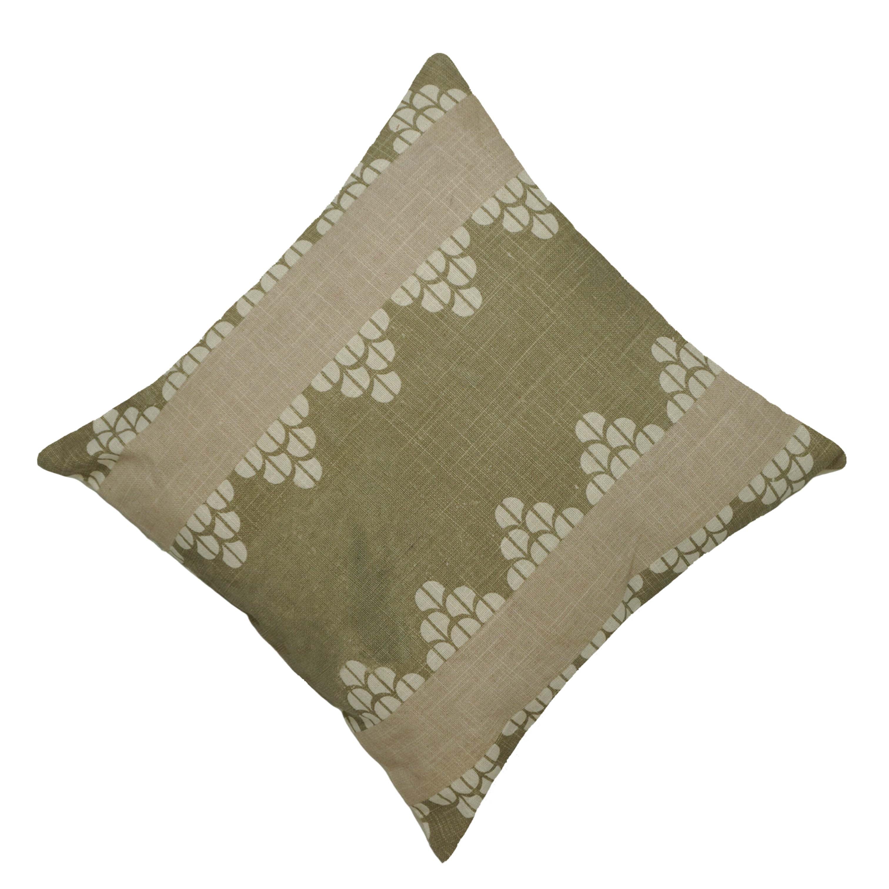 Printed Cotton Cushion Cover 45x45 cm | Geometric Floral Pattern | Decorative Throw Pillow Cover with Concealed Zipper | Modern Home Décor