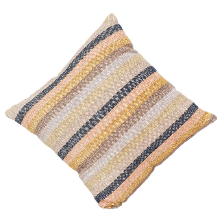 Handmade Striped Cotton Cushion Cover 45x45 cm | Woven Multi-Color Boho Pillow Case | Modern Neutral Decor Cushion - Bulk manufacturer & supplier from Panipat, India