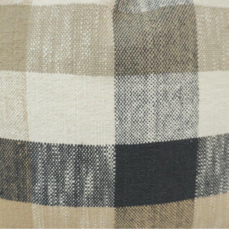 Handwoven Plaid Cotton Cushion Cover 45x45 cm | Neutral Checkered Throw Pillow Cover | Rustic Modern Home Décor - Bulk manufacturer & supplier from Panipat, India