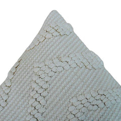 Handmade Tufted Cotton Cushion Cover 45x45 cm | Geometric Textured Boho Pillow Cover | Off White Decorative Cushion