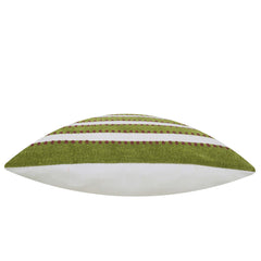 Handwoven Olive Green & Ivory Striped Cushion Cover – 45 x 45 cm