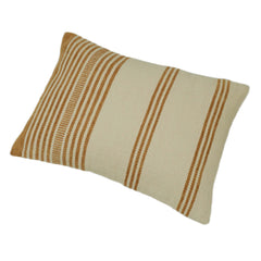 Handwoven Beige & Rust Striped Cushion Cover – 35 x 50 cm | Textured Boho Accent Pillow Cover
