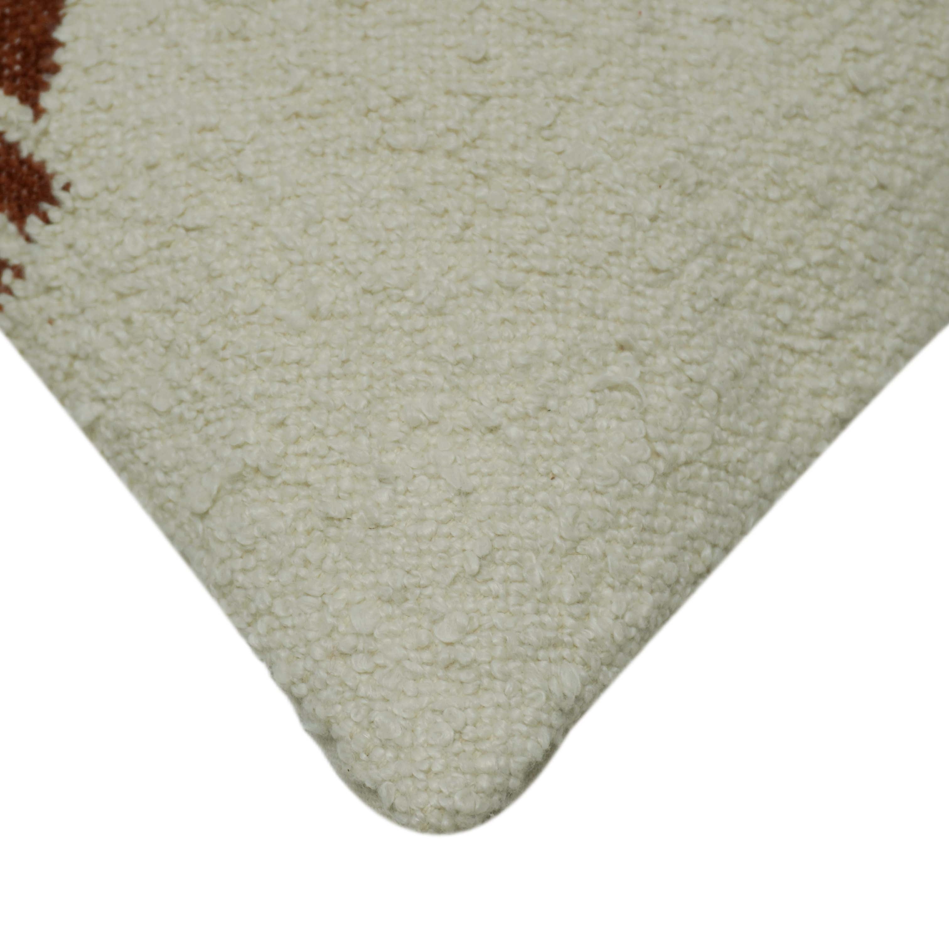 Handwoven Cream & Rust Geometric Cushion Cover – 45 x 45 cm | Textured Boho Accent Pillow Cover