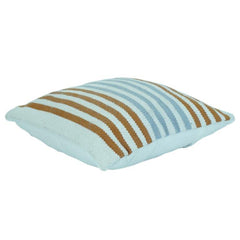 Woven Striped Cotton Cushion Cover – Blue & Mustard Textured Sofa Pillow Cover | Modern Minimalist Home Décor | 18x18 Inch