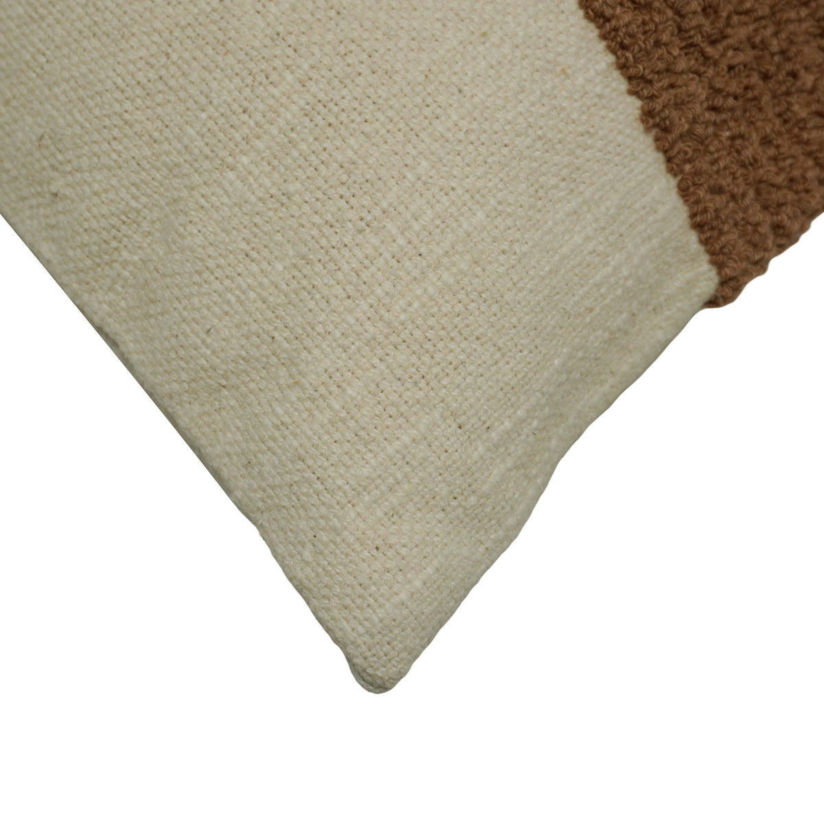 Handwoven Cotton Bouclé Stripe Cushion Cover 45x45 cm | Textured Brown & Natural Decorative Throw Pillow Cover | Hidden Zipper | Modern Boho Home Décor
