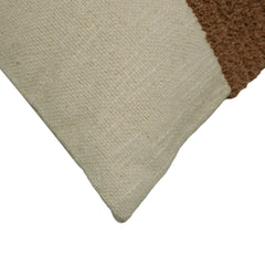 Handwoven Cotton Bouclé Stripe Cushion Cover 45x45 cm | Textured Brown & Natural Decorative Throw Pillow Cover | Hidden Zipper | Modern Boho Home Décor