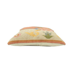 Handwoven Cotton Cushion Cover 45x45 cm | Floral Kilim Inspired Decorative Pillow Cover | Artisan Woven Boho Cushion