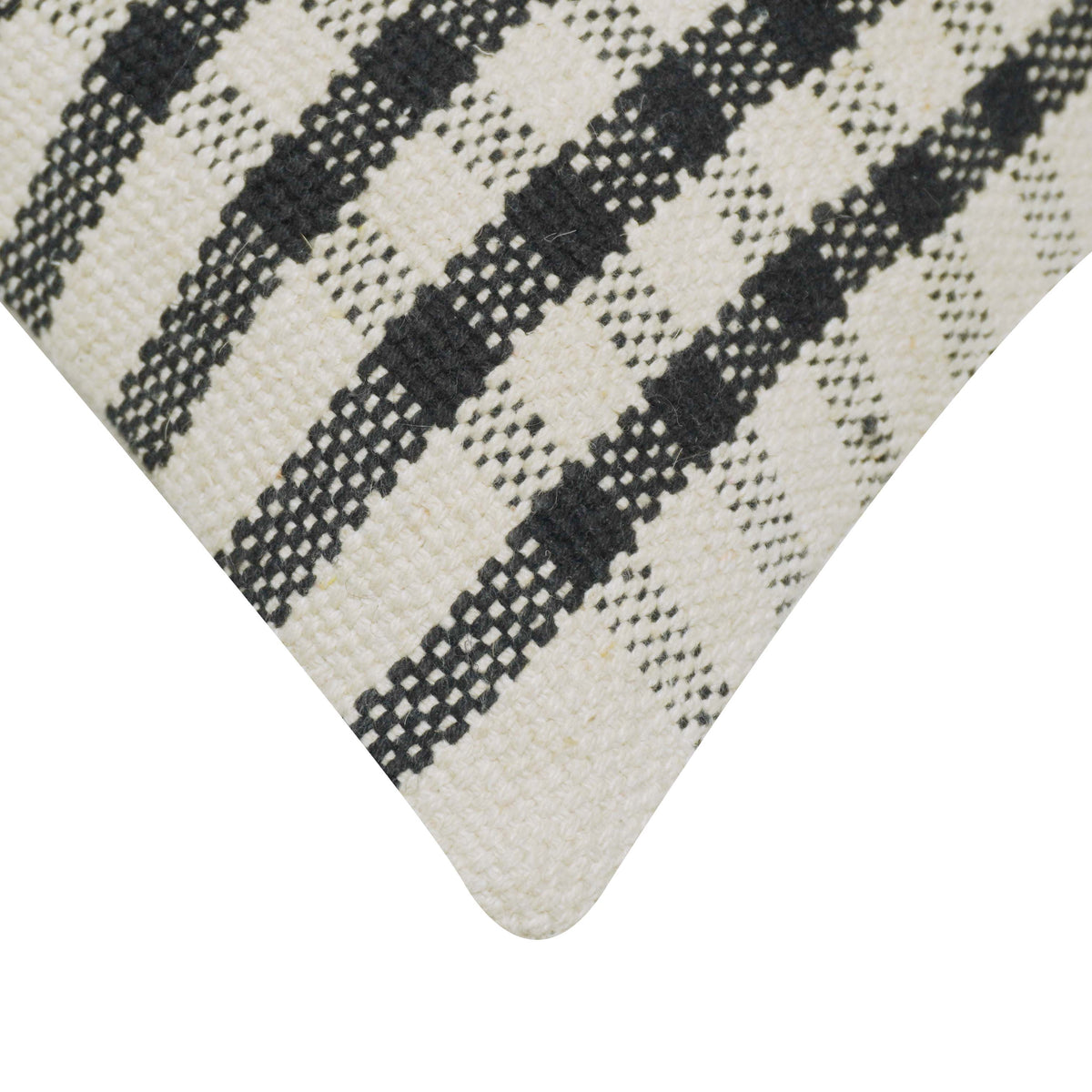 Handwoven Cotton Cushion Cover – Ivory & Charcoal Striped Design, 45 x 45 cm
