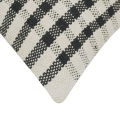 Handwoven Cotton Cushion Cover – Ivory & Charcoal Striped Design, 45 x 45 cm