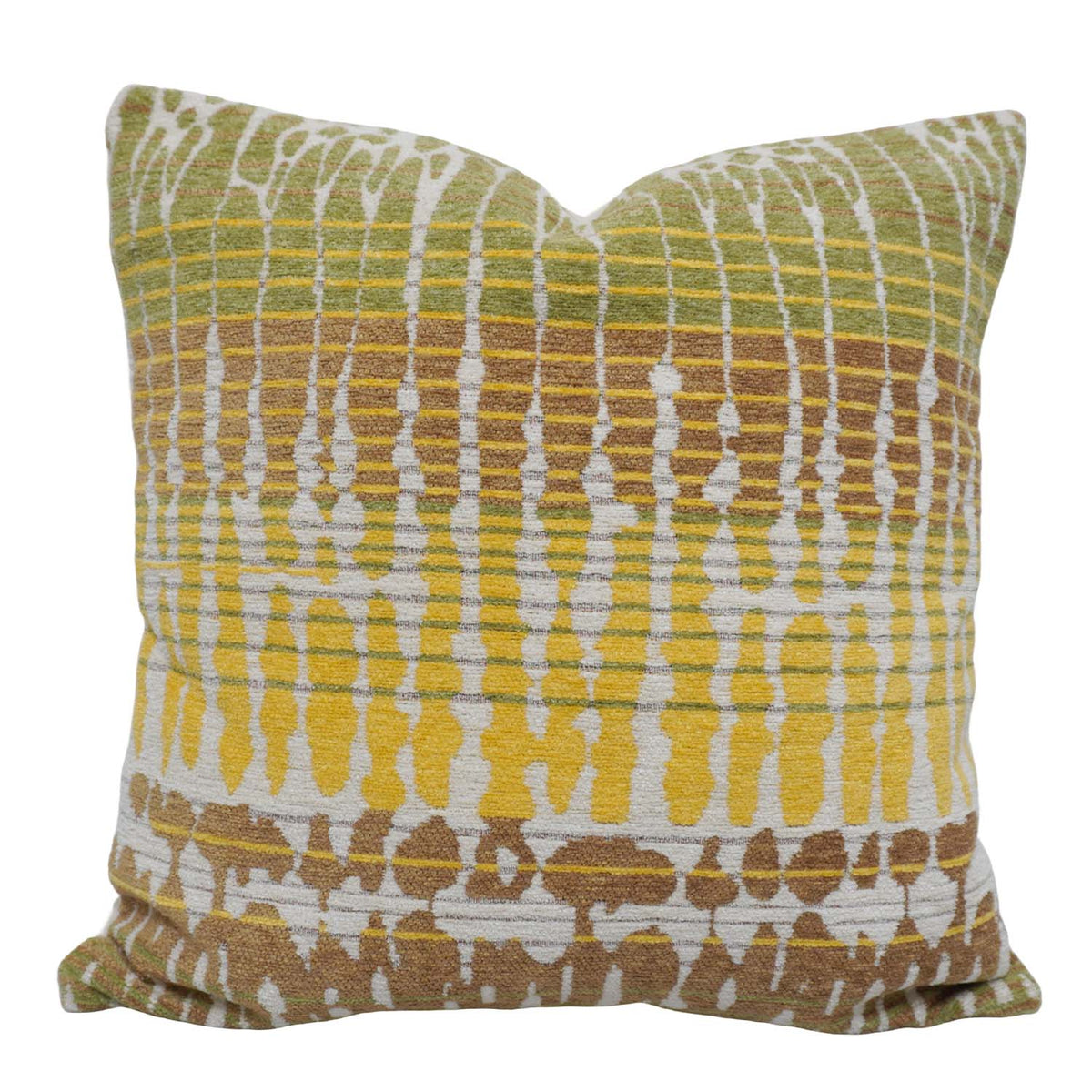 Abstract Geometric Jacquard Cotton Cushion Cover 45x45 cm | Woven Decorative Throw Pillow Cover | Mustard, Olive & Brown | Concealed Zip - Bulk manufacturer & supplier from Panipat, India