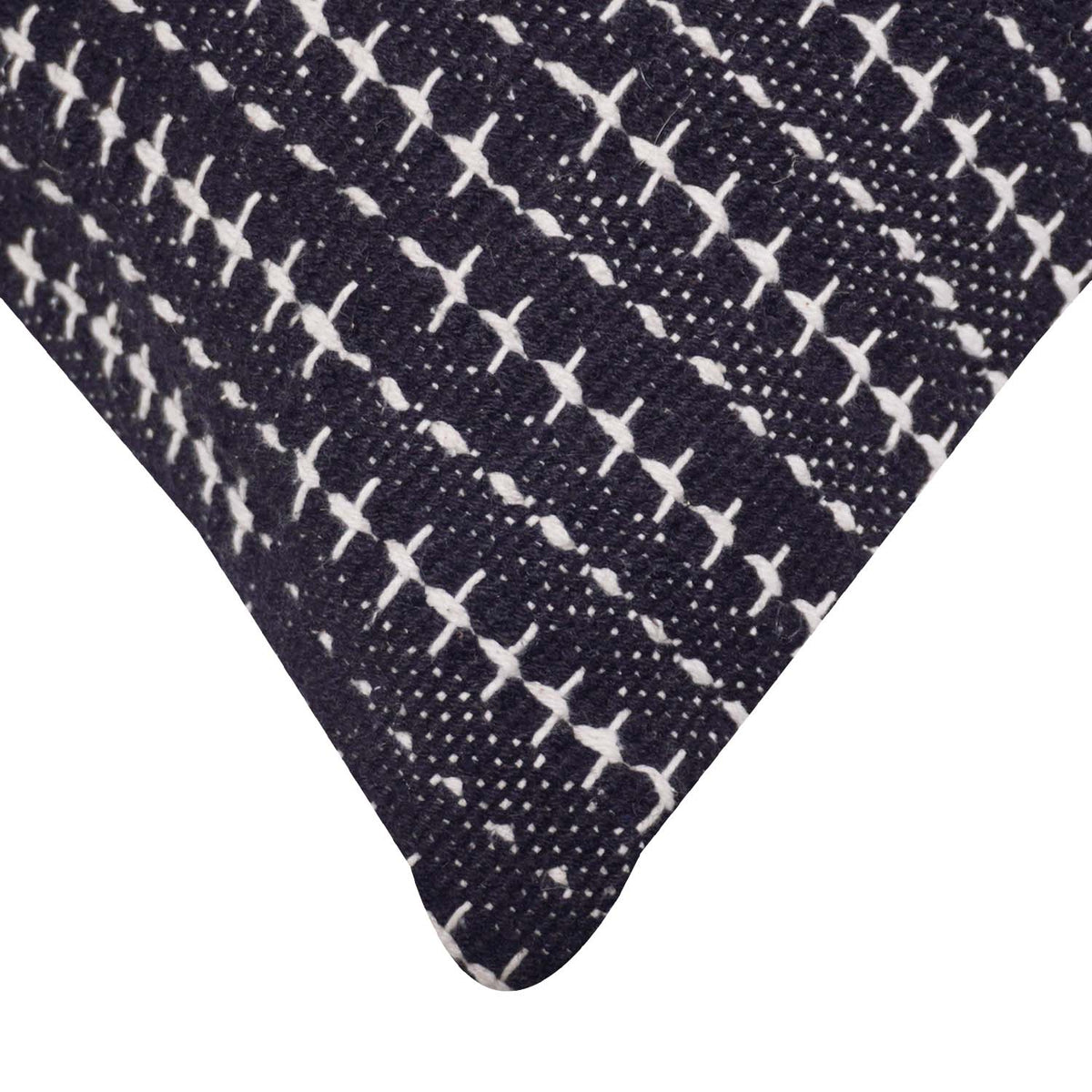 Handwoven Black & White Cotton Cushion Cover 45x45 cm | Artisan Handmade Textured Throw Pillow Cover | Modern Boho Home Décor - Bulk manufacturer & supplier from Panipat, India