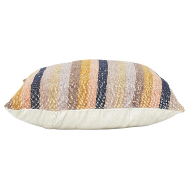 Handmade Striped Cotton Cushion Cover 45x45 cm | Woven Multi-Color Boho Pillow Case | Modern Neutral Decor Cushion - Bulk manufacturer & supplier from Panipat, India