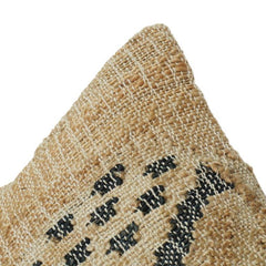 Handwoven Rustic Cotton Cushion Cover 45x45 cm – Textured Natural Fabric with Abstract Tribal Print | Boho Farmhouse Decor