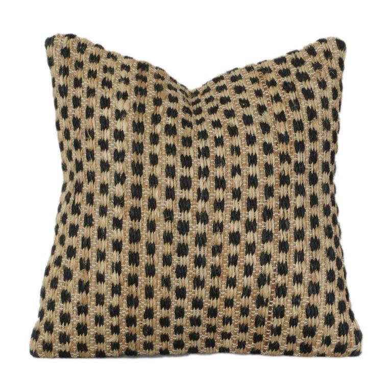 Eco-Friendly Jute Cushion Cover | Natural & Black Geometric Weave | 45x45 cm - Bulk manufacturer & supplier from Panipat, India