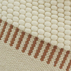 Handwoven Cotton Cushion Cover 45x45 cm | Textured Woven Boho Throw Pillow Cover | Ivory & Brown Decorative Cushion Cover with Concealed Zip